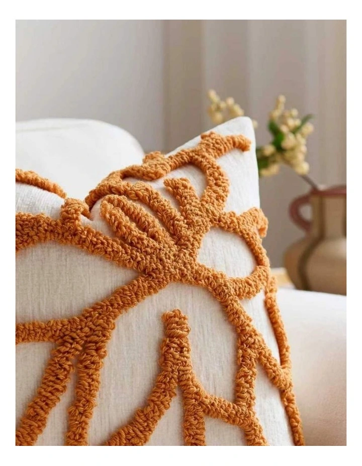 GIOIA CASA Tufted Rose Cushion Covers in Burnt Orange 2 Pack image 2