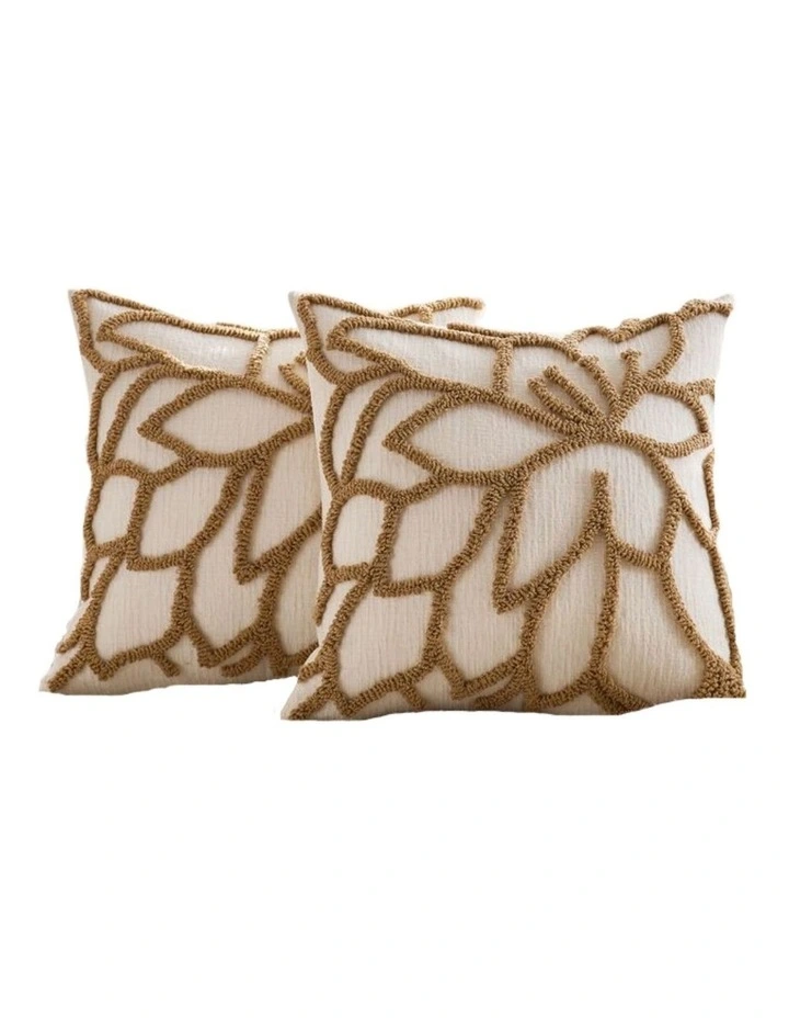 GIOIA CASA Tufted Rose Cushion Covers in Tan 2 Pack image 1