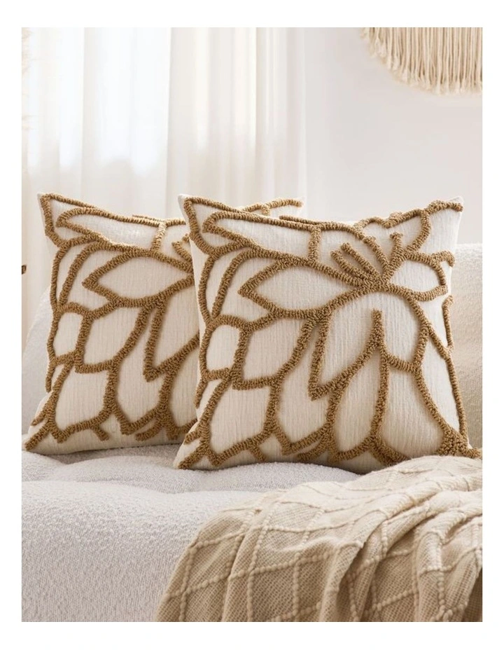 GIOIA CASA Tufted Rose Cushion Covers in Tan 2 Pack image 2