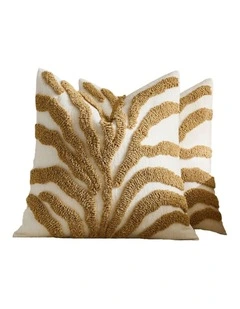 GIOIA CASA Tufted Leaf Cushion Covers in Mustard 2 Pack