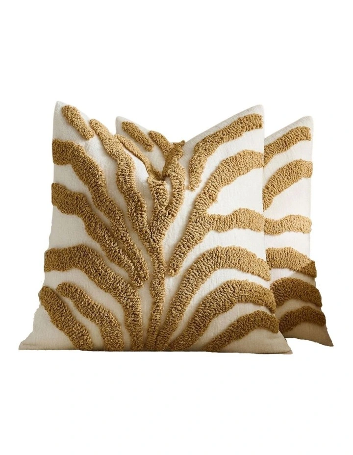 GIOIA CASA Tufted Leaf Cushion Covers in Mustard 2 Pack image 1