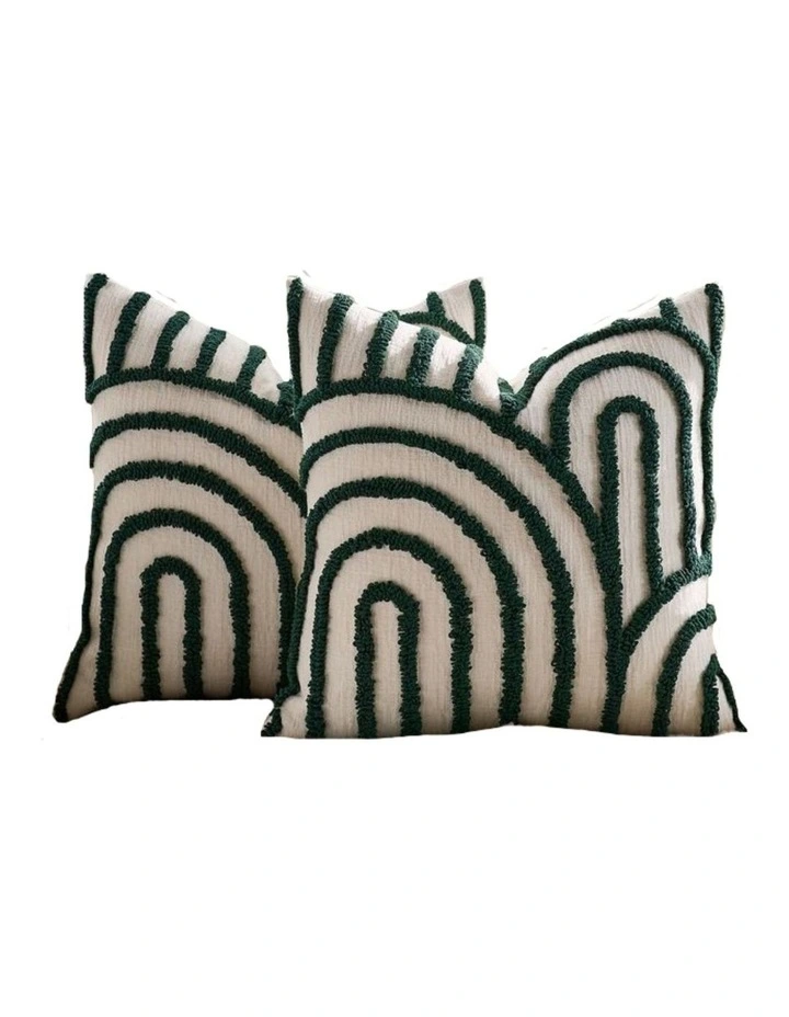 GIOIA CASA Tufted Arch Cushion Covers in Forest Green 2 Pack image 1