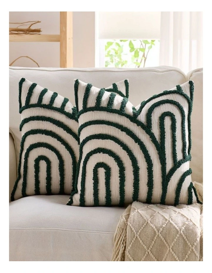 GIOIA CASA Tufted Arch Cushion Covers in Forest Green 2 Pack image 2