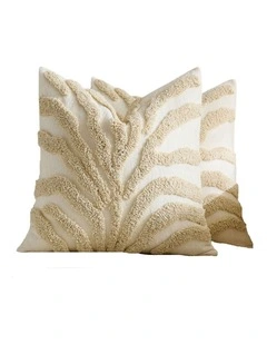 GIOIA CASA Tufted Leaf Cushion Covers in Ivory 2 Pack