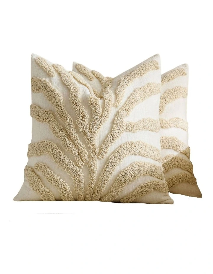 GIOIA CASA Tufted Leaf Cushion Covers in Ivory 2 Pack image 1