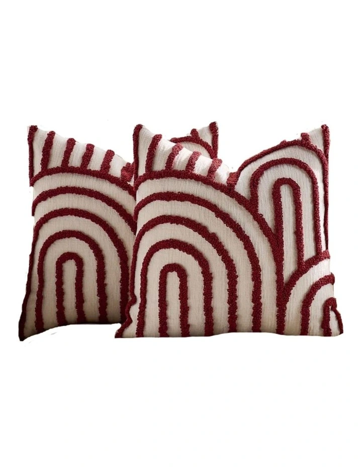 GIOIA CASA Tufted Arch Cushion Covers in Burgundy 2 Pack image 1