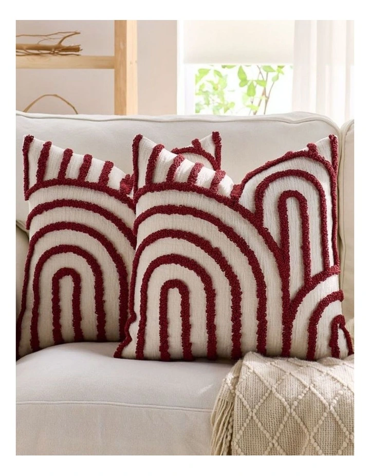 GIOIA CASA Tufted Arch Cushion Covers in Burgundy 2 Pack image 2