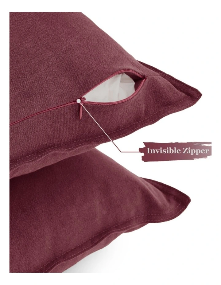 GIOIA CASA Linen-Cotton Cushion Covers in Burgundy 2 Pack image 3