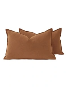 GIOIA CASA Linen-Cotton Cushion Covers in Terracotta 2 Pack