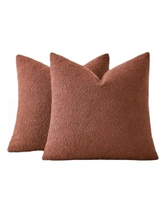 GIOIA CASA Boucl Cushion Covers in Brick 2 Pack