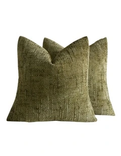 GIOIA CASA Chenille Textured Cushion Covers in Olive Green 2 Pack