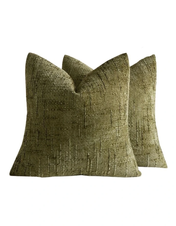 GIOIA CASA Chenille Textured Cushion Covers in Olive Green 2 Pack image 1