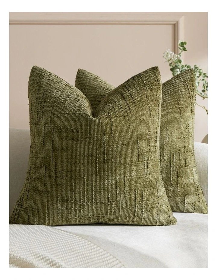 GIOIA CASA Chenille Textured Cushion Covers in Olive Green 2 Pack image 2