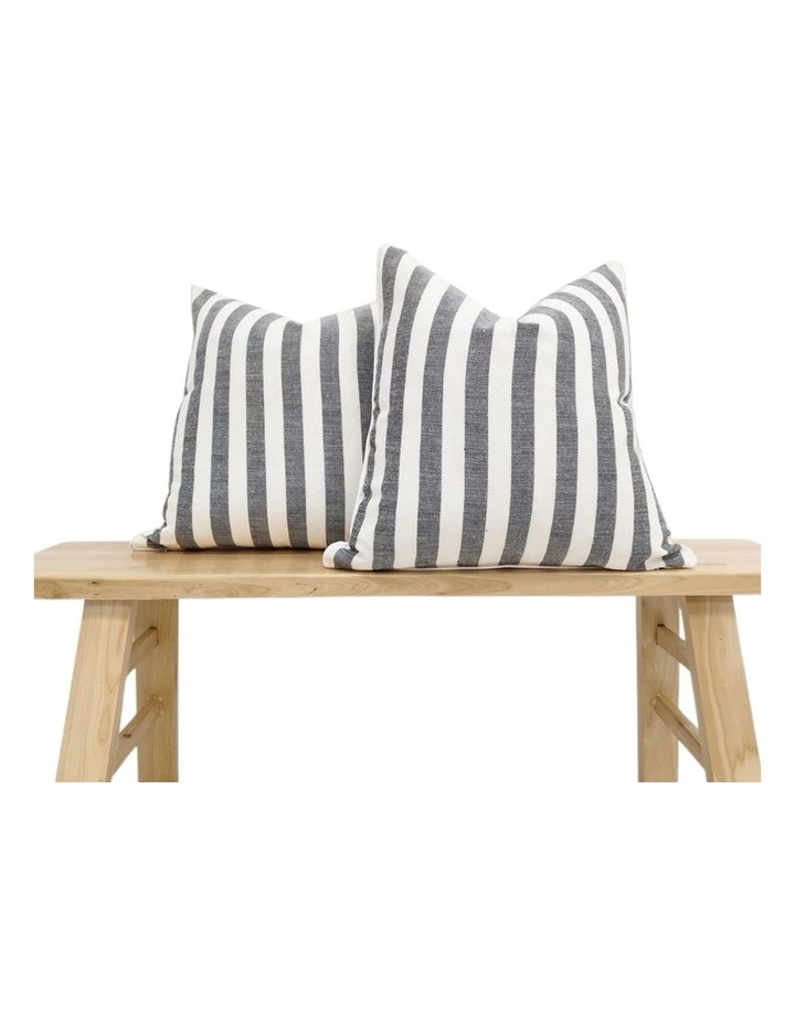GIOIA CASA Yarn Dyed Linen Cotton Cushion Covers in Black 2 Pack image 2
