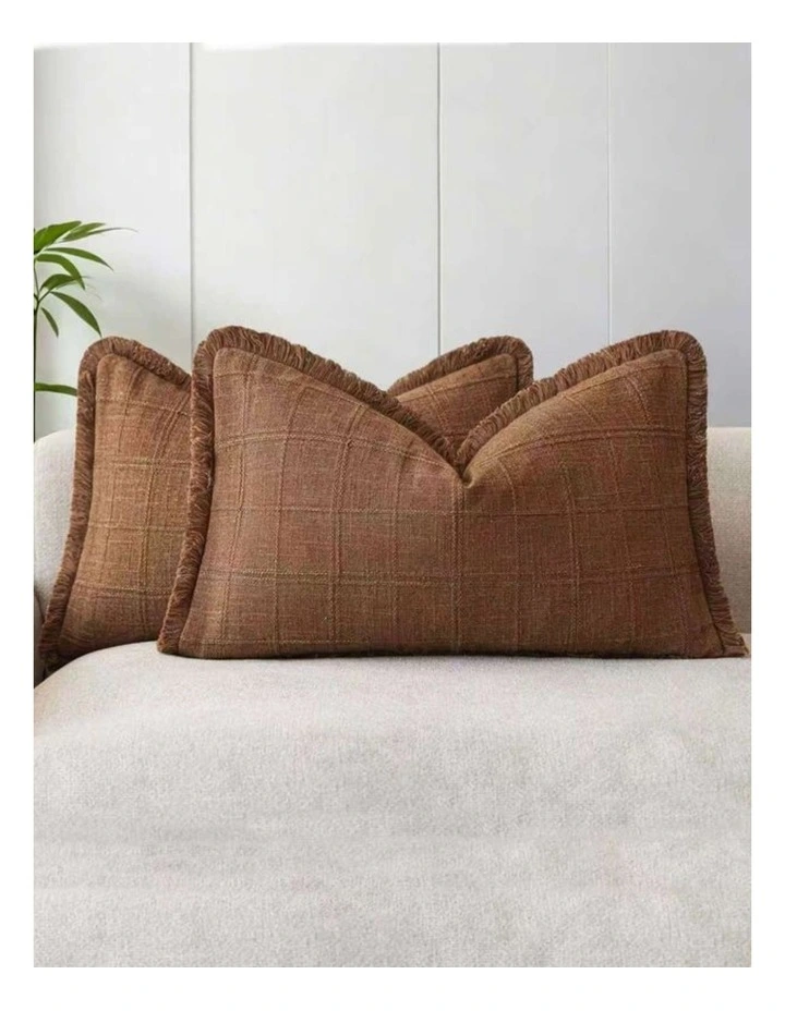 GIOIA CASA Linen Look Cushion Covers in Cinnamon 2 Pack image 2
