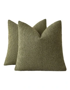 GIOIA CASA Boucl Cushion Covers in Olive Green 2 Pack