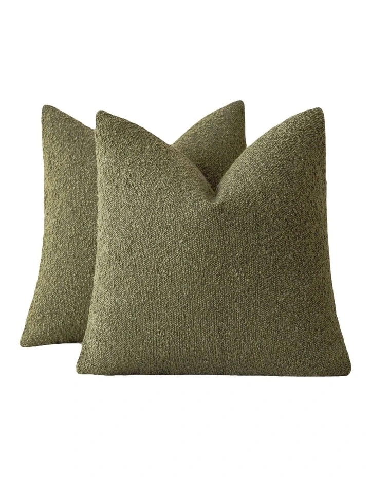 GIOIA CASA Boucl Cushion Covers in Olive Green 2 Pack image 1