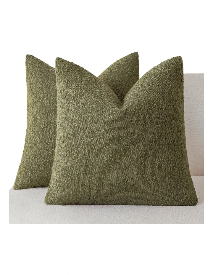 GIOIA CASA Boucl Cushion Covers in Olive Green 2 Pack image 2