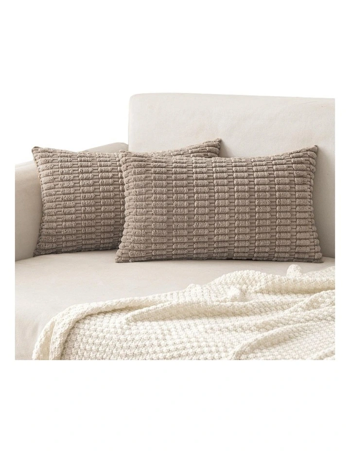 GIOIA CASA Boho Corduroy Cushion Covers in Taupe 2 Pack image 2