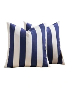 GIOIA CASA Striped Outdoor Waterproof Cushion Covers in Navy Blue 2 Pack
