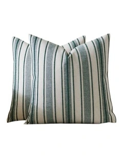 GIOIA CASA Heritage Linear Woven Cushion Covers in Forest Green 2 Pack