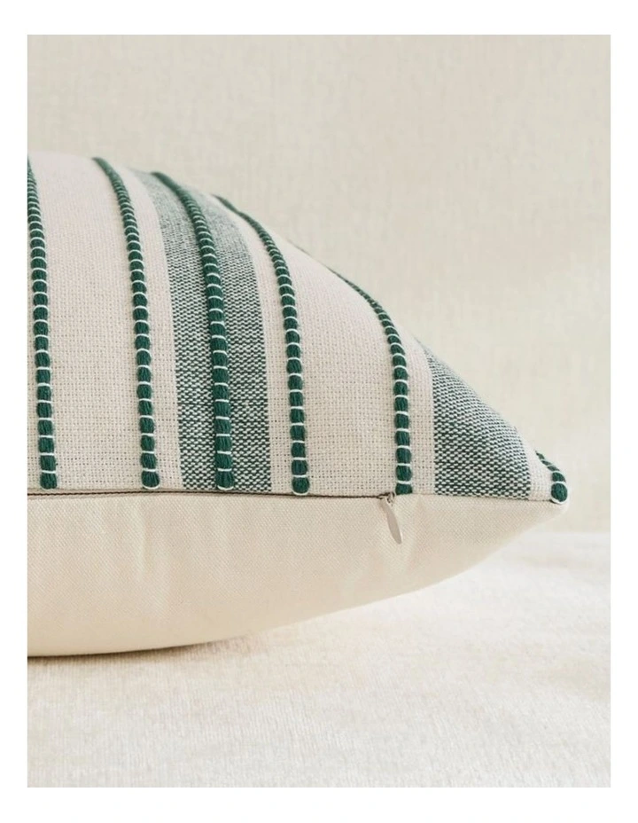 GIOIA CASA Heritage Linear Woven Cushion Covers in Forest Green 2 Pack image 4
