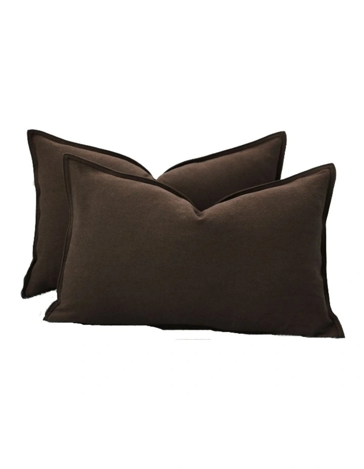 GIOIA CASA Linen-Cotton Cushion Covers in Dark Brown 2 Pack image 2