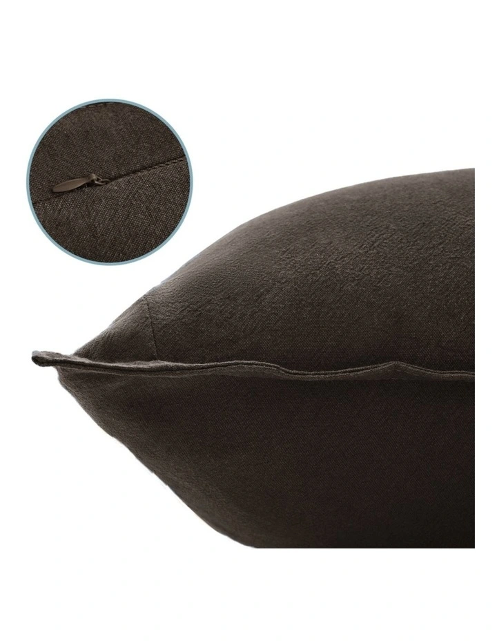 GIOIA CASA Linen-Cotton Cushion Covers in Dark Brown 2 Pack image 3