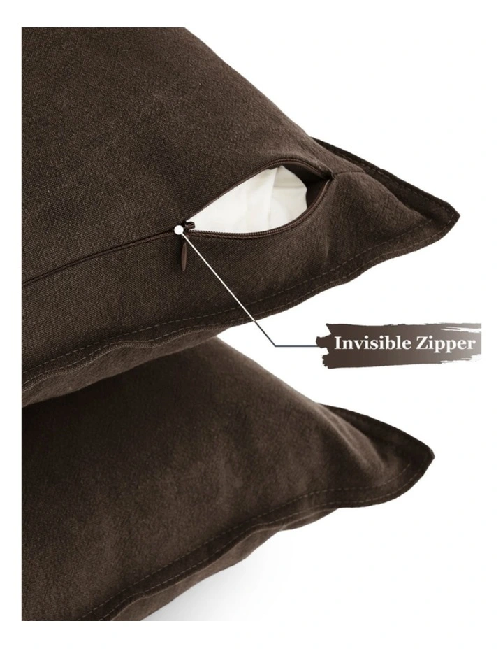 GIOIA CASA Linen-Cotton Cushion Covers in Dark Brown 2 Pack image 4
