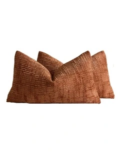 GIOIA CASA Chenille Textured Cushion Covers in Terracotta 2 Pack