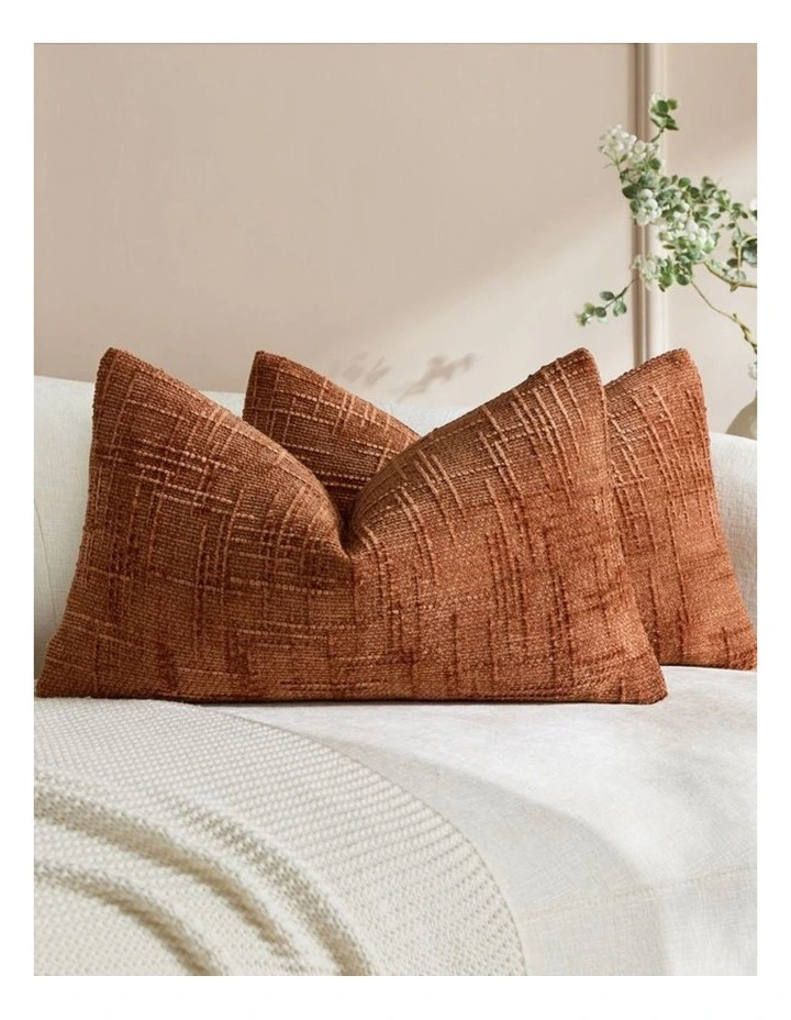 GIOIA CASA Chenille Textured Cushion Covers in Terracotta 2 Pack image 2