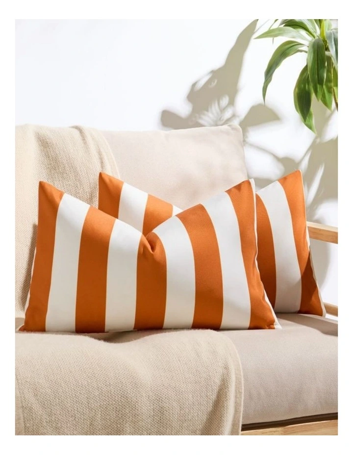 GIOIA CASA Striped Outdoor Waterproof Cushion Covers in Orange 2 Pack image 2