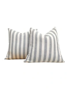 GIOIA CASA Yarn Dyed Linen Cotton Cushion Covers in Grey 2 Pack