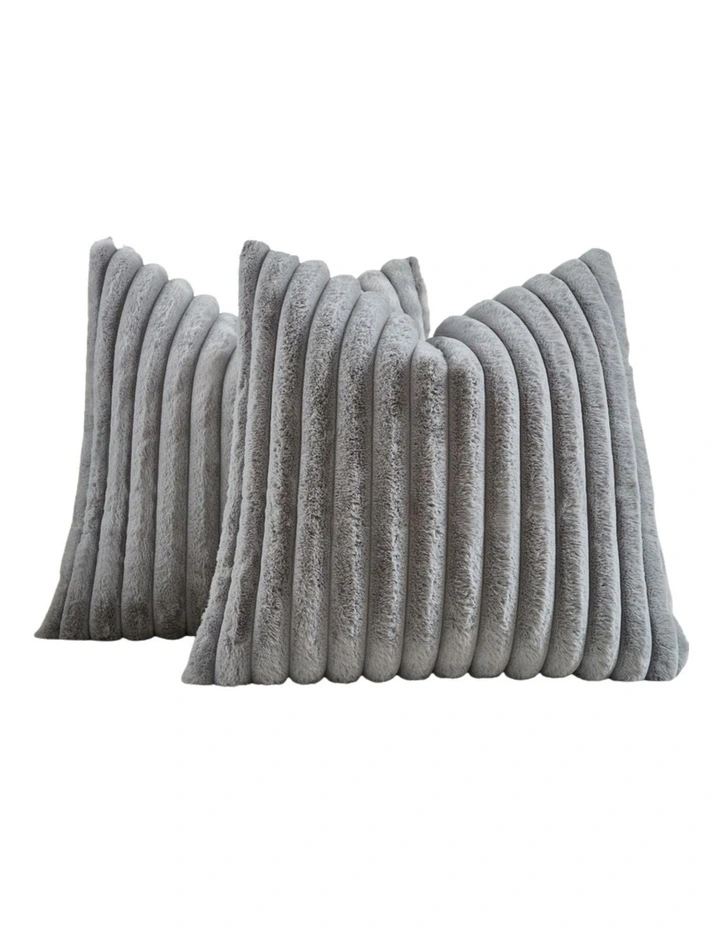 GIOIA CASA Faux Fur Cushion Covers in Grey 2 Pack image 1