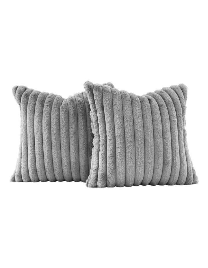 GIOIA CASA Faux Fur Cushion Covers in Grey 2 Pack image 2
