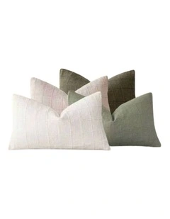 GIOIA CASA Linen Look Cushion Covers in Green Neutrals 4 Pack