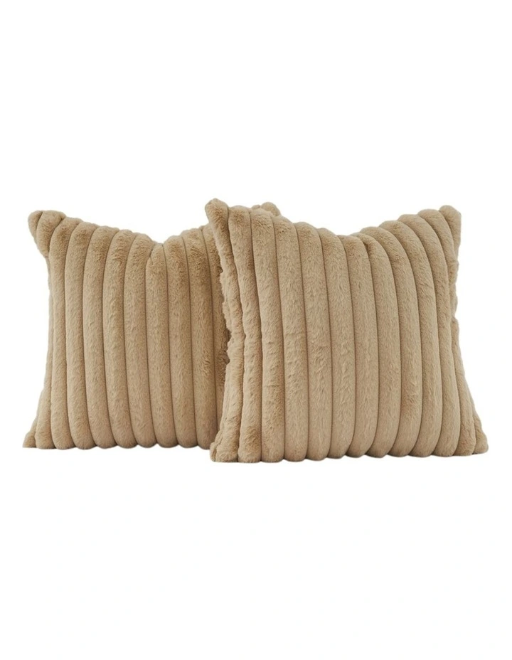 GIOIA CASA Faux Fur Cushion Covers in Natural 2 Pack image 2