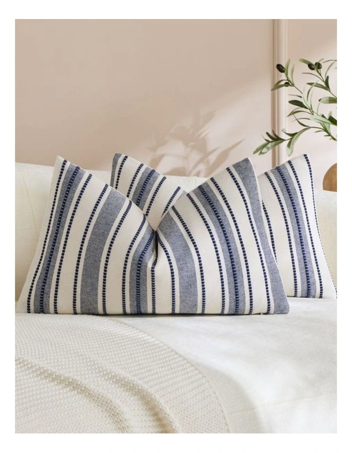GIOIA CASA Heritage Linear Woven Cushion Covers in Indigo 2 Pack image 2