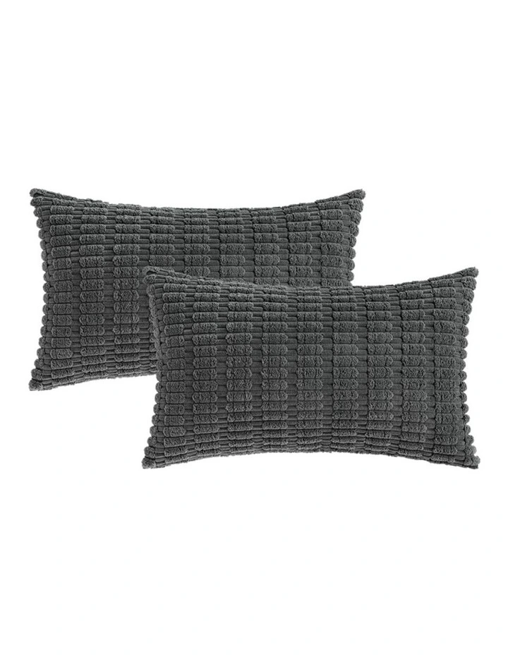 GIOIA CASA Boho Corduroy Cushion Covers in Dark Grey 2 Pack image 1