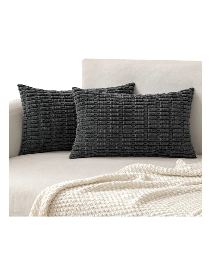 GIOIA CASA Boho Corduroy Cushion Covers in Dark Grey 2 Pack image 2