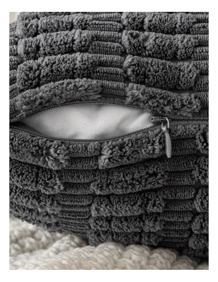 GIOIA CASA Boho Corduroy Cushion Covers in Dark Grey 2 Pack image 3