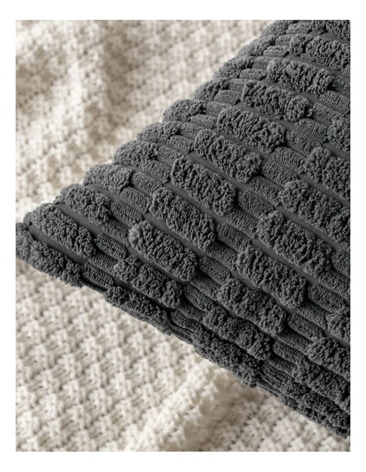 GIOIA CASA Boho Corduroy Cushion Covers in Dark Grey 2 Pack image 4