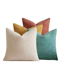 GIOIA CASA Chenille Grid Cushion Covers in Rainbow 4 Pack