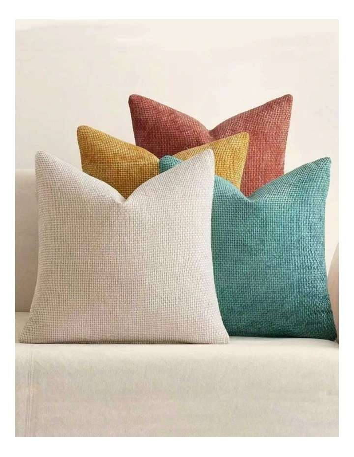 GIOIA CASA Chenille Grid Cushion Covers in Rainbow 4 Pack image 2