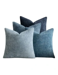 GIOIA CASA Chenille Grid Cushion Covers in Mix Blue 4 Pack