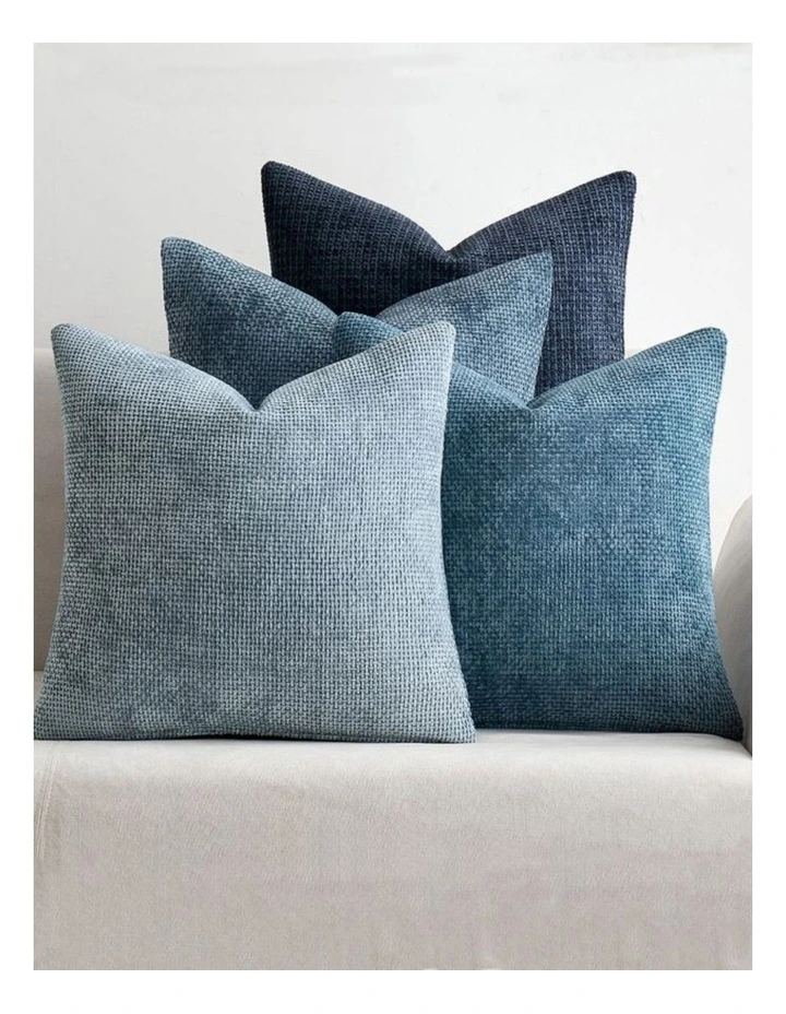 GIOIA CASA Chenille Grid Cushion Covers in Mix Blue 4 Pack image 2
