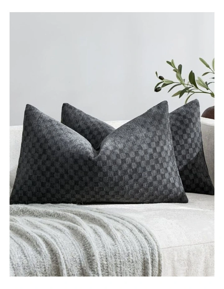 GIOIA CASA Chenille Waffle Cushion Covers in Charcoal 2 Pack image 2