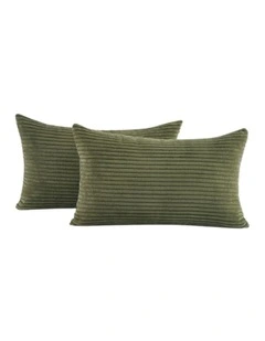 GIOIA CASA Corduroy Velvet Cushion Covers in Olive 2 Pack