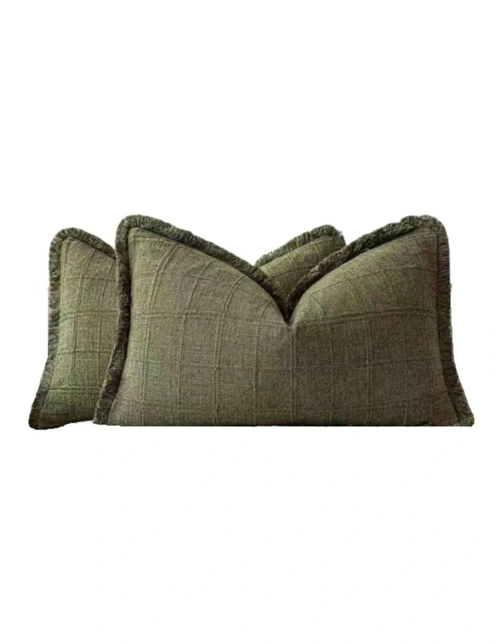 GIOIA CASA Linen Look Cushion Covers in Olive Green 2 Pack image 1