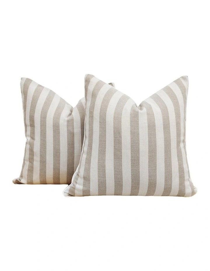 GIOIA CASA Yarn Dyed Linen Cotton Cushion Covers in Natural 2 Pack image 1